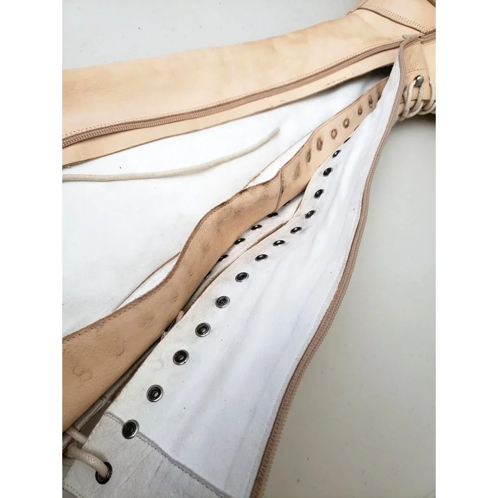 Jeffrey Campbell Haley Over The Knee Lace Up Boots Tan Leather Size 8.5 - Picture 7 of 7